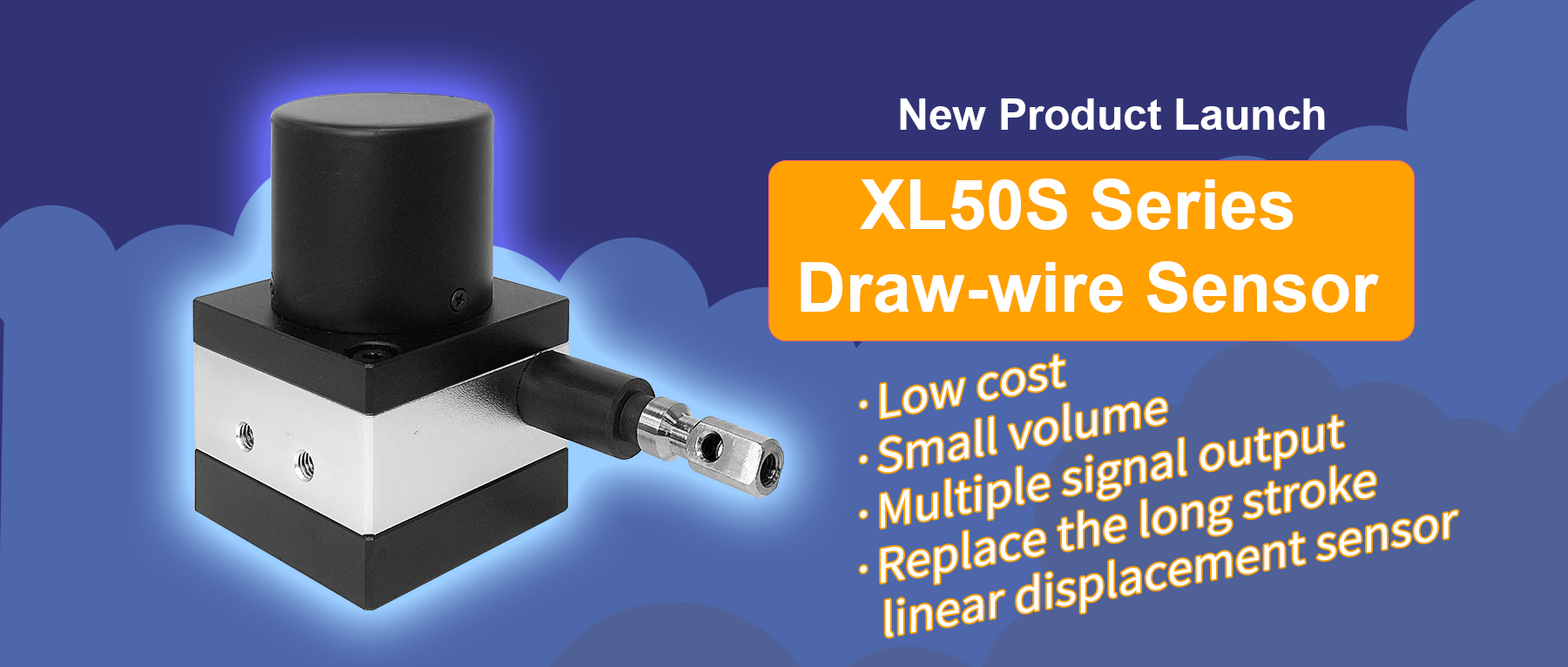 The small size Draw-wire Position Sensor-XL50S, stimulates the power of ‘Eliminate difficulties and work hard’
